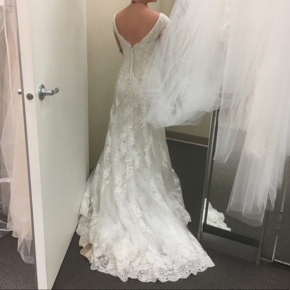 Oleg Cassini Lace Off the Shoulder Wedding Dress - Picture 4 of 4